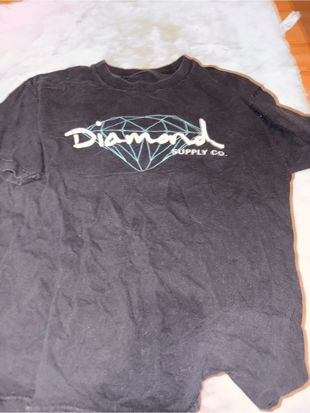 Diamond Supply Co. Black Tee with White Care-Label Print